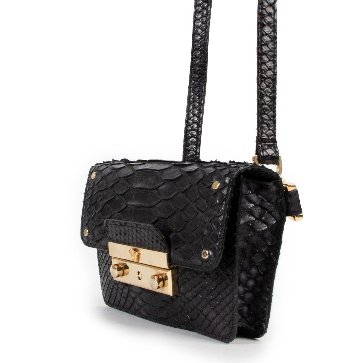 Versace Black Python Mini Belt Bag