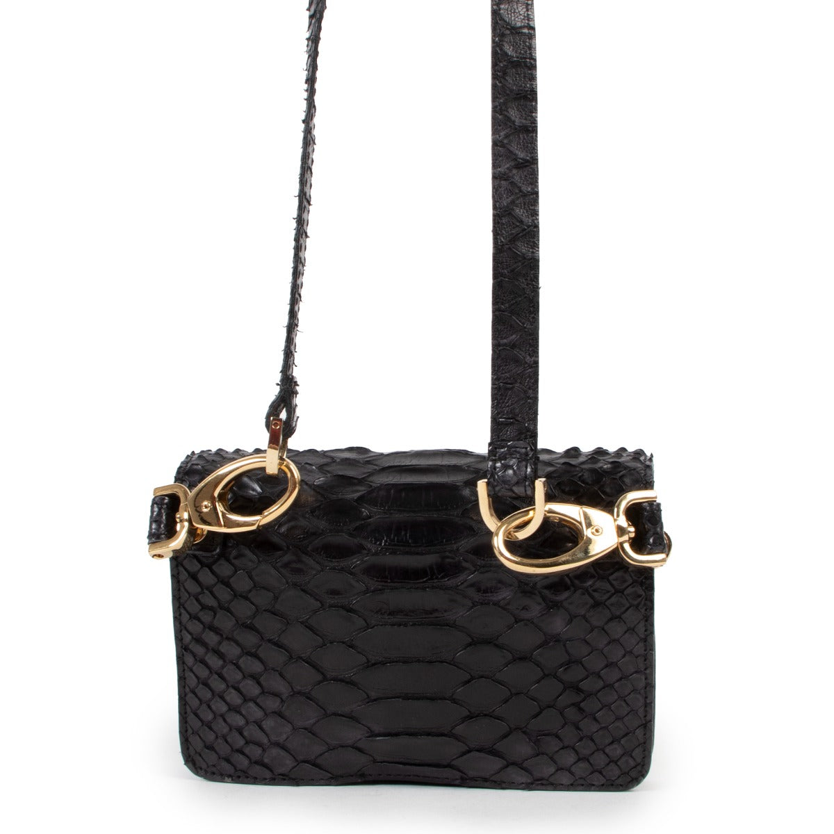 Versace Black Python Mini Belt Bag