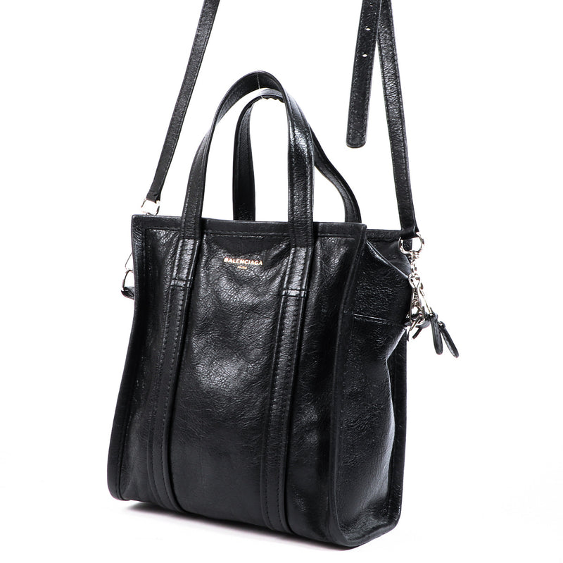 Balenciaga Black Leather Bazar Shopper XS