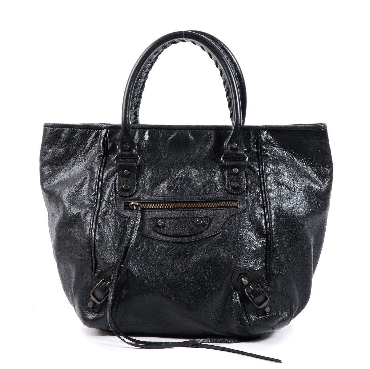 Sac cabas Sunday en cuir d'agneau noir Balenciaga