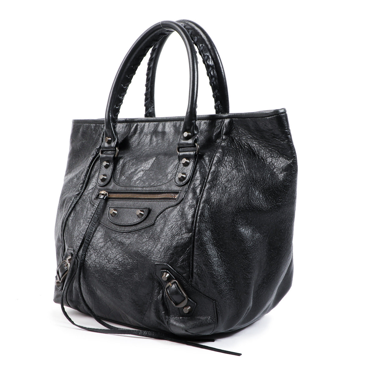 Sac cabas Sunday en cuir d'agneau noir Balenciaga