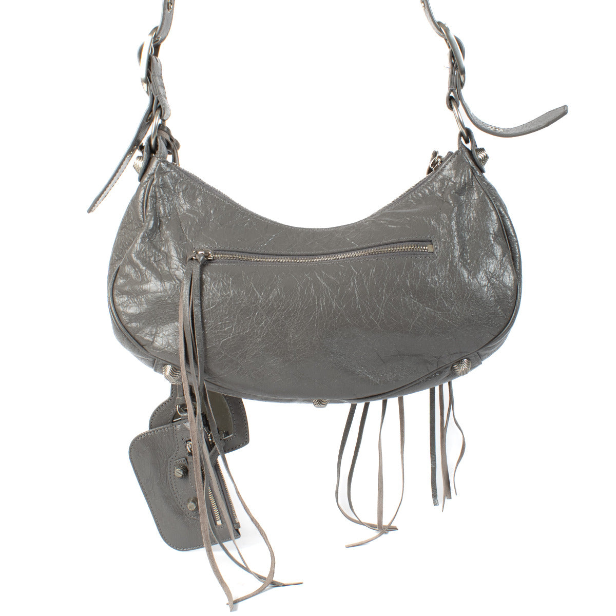 Sac Le Cagole Small Balenciaga en cuir gris