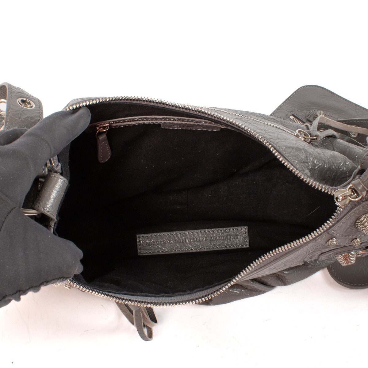 Sac Le Cagole Small Balenciaga en cuir gris