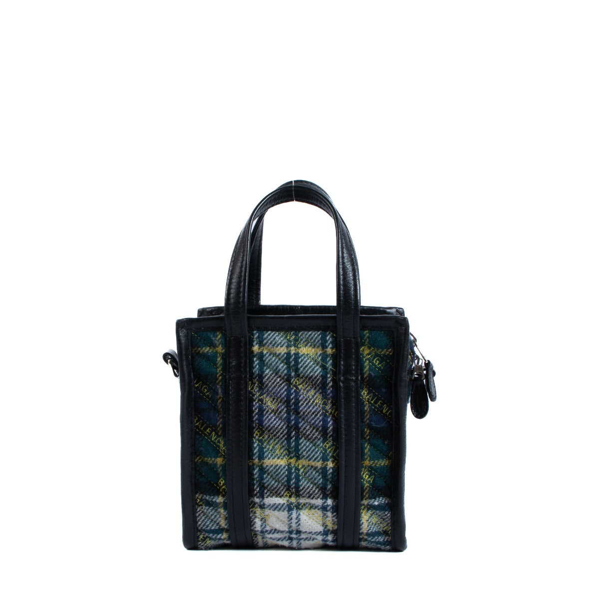 Sac cabas Balenciaga Bazar XXS à carreaux en laine avant-garde