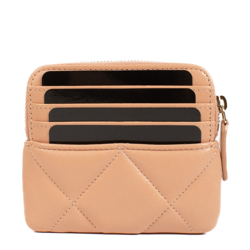 shop 100% authentic second hand Chanel Peach Lambskin 19 Zipped Card Holder Wallet on Labellov.com
