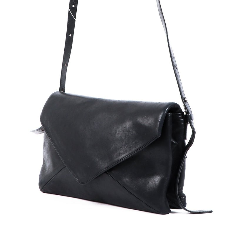 Dries Van Noten Black Leather Envelope Crossbody