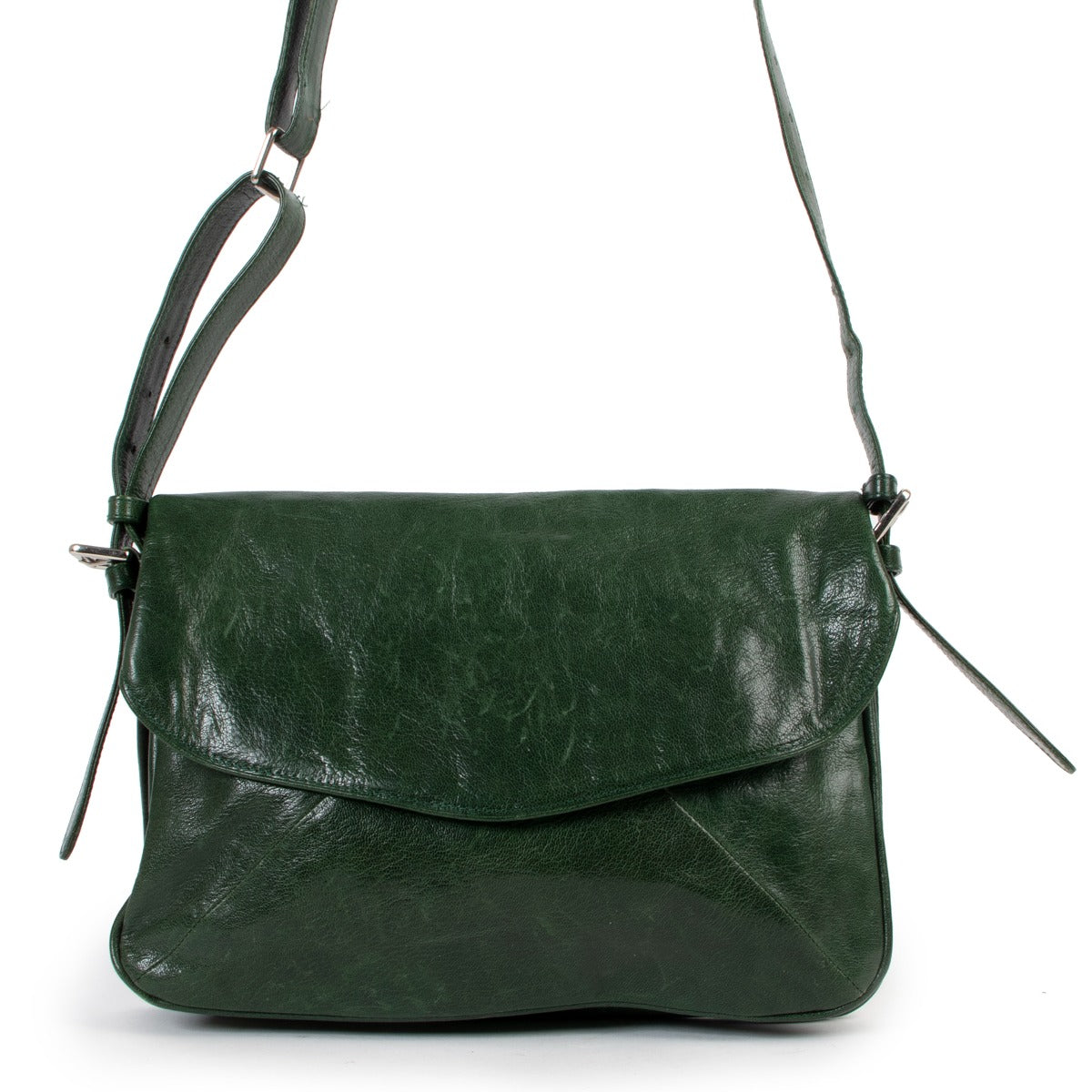 Sacoche Dries Van Noten en cuir vert brillant