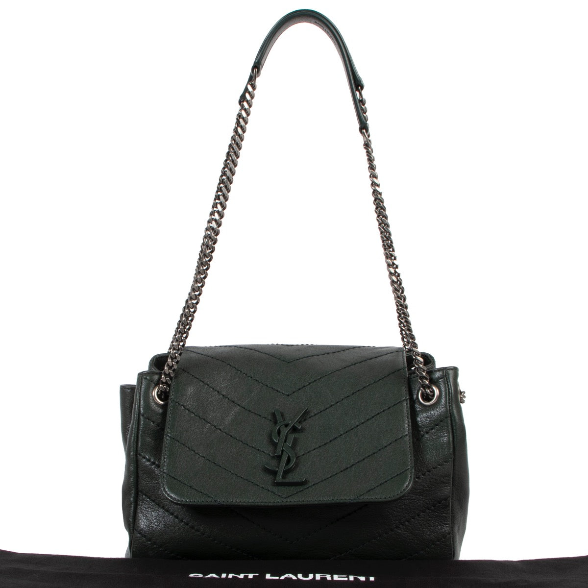 Buy an authentic second hand Saint Laurent Green Nolita Shoulder bag in very good condition at Labellov