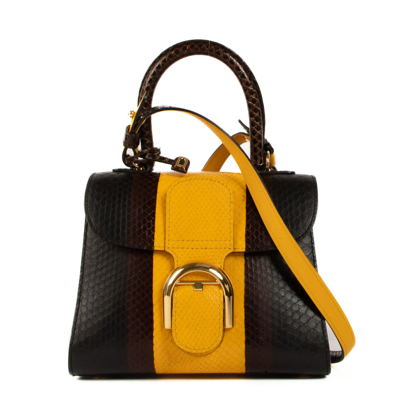 Delvaux Black & Yellow Python Mini Brillant Bag for the best price at Labellov secondhand luxury.
