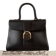 Authentic second hand Delvaux Brillant MM Chocolate Brown Box Calf Handbag at Labellov