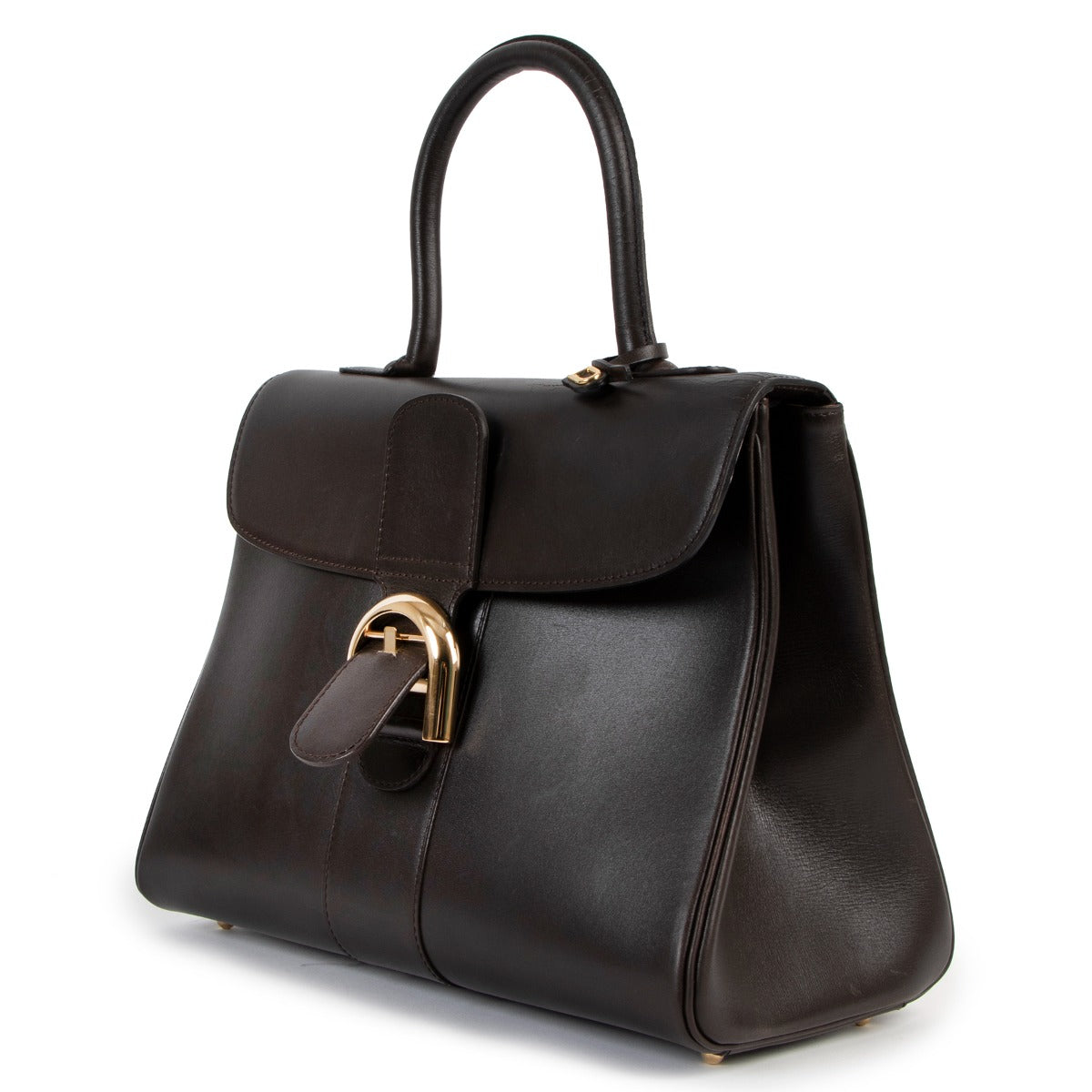 Delvaux Brillant MM Chocolate Brown Box Calf Handbag