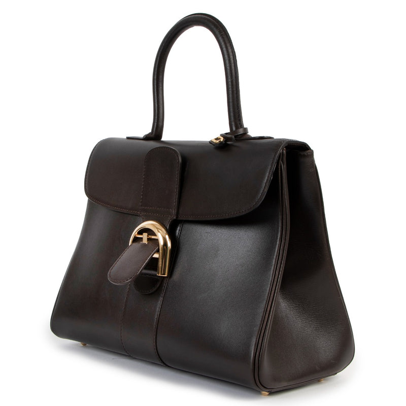 Delvaux Brillant MM Chocolate Brown Box Calf Handbag