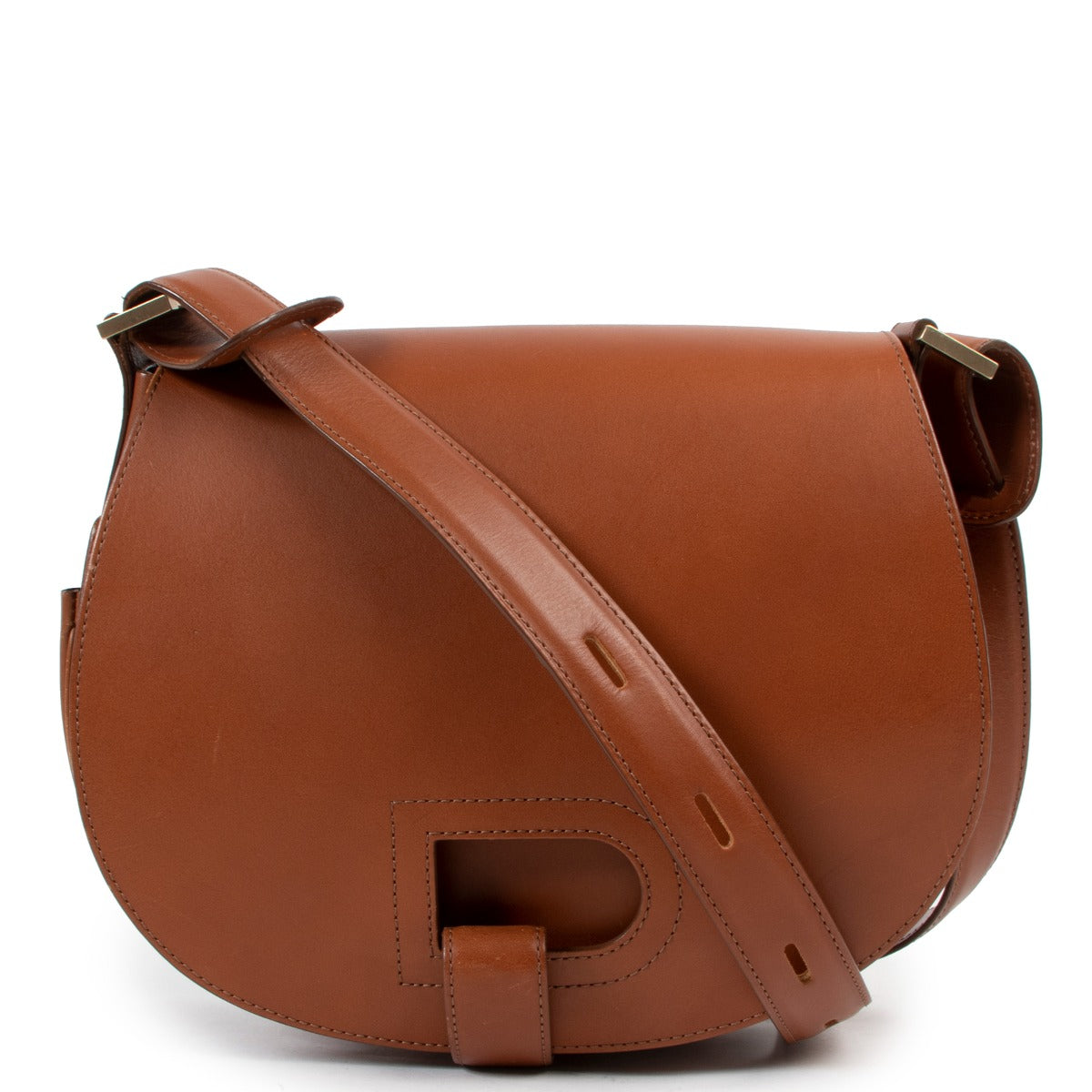 Shop second hand luxury designer Delvaux Cognac Kate GM Crossbody Bag at Labellov