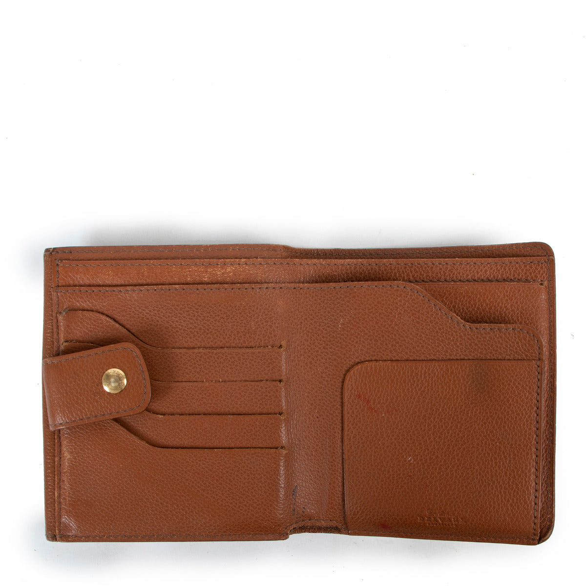 Portefeuille Delvaux en cuir cognac