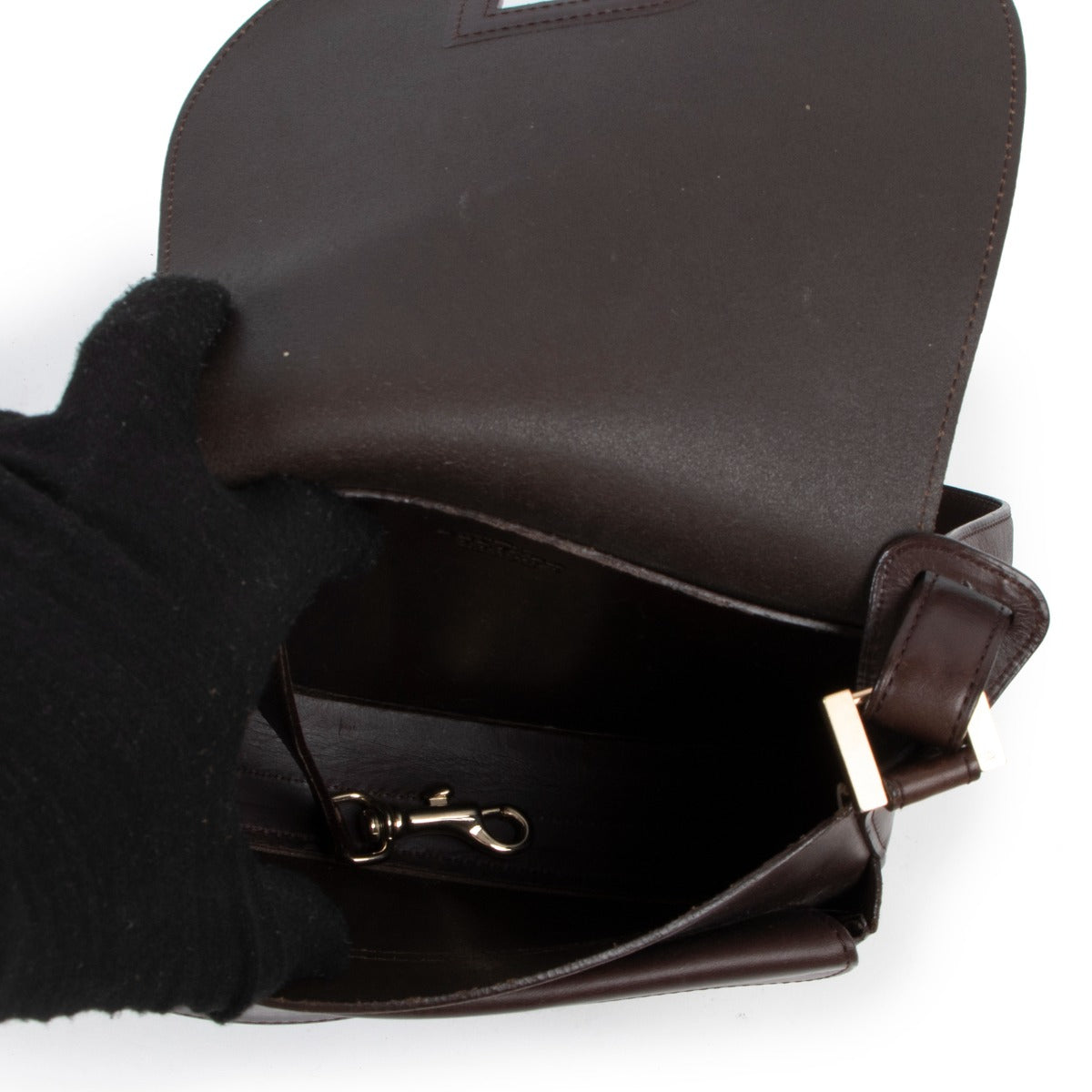 Shop authentic second hand vintage designer Delvaux Chocolate Brown Kate PM Crossbody Bag at Labellov