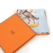 Shop authentic second hand Hermès Blue En Piste Carré 90 Silk Scarf at Labellov