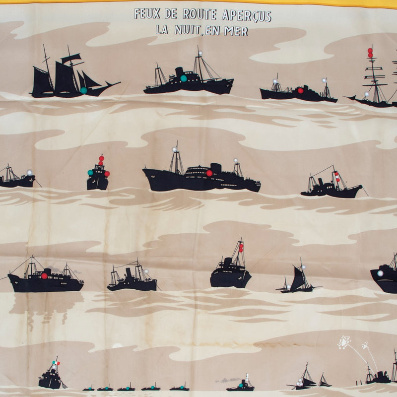 Hermès Feux De Route Aperçus La Nuit En Mer Silk Carré 90 Scarf