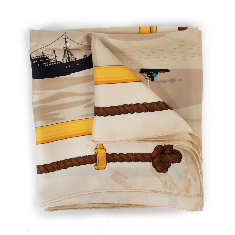 Hermès Feux De Route Aperçus La Nuit En Mer Silk Carré 90 Scarf