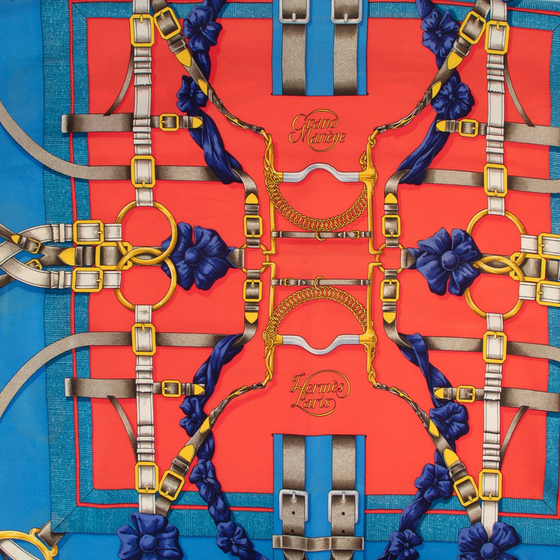 Hermès Red Grand Manège Carré 90 Silk Scarf