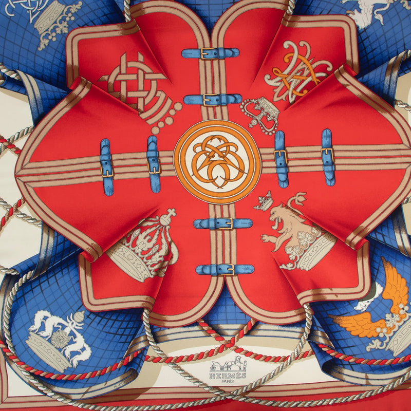 Hermès Red Grande Tenue Carré 90 Silk Twill Scarf
