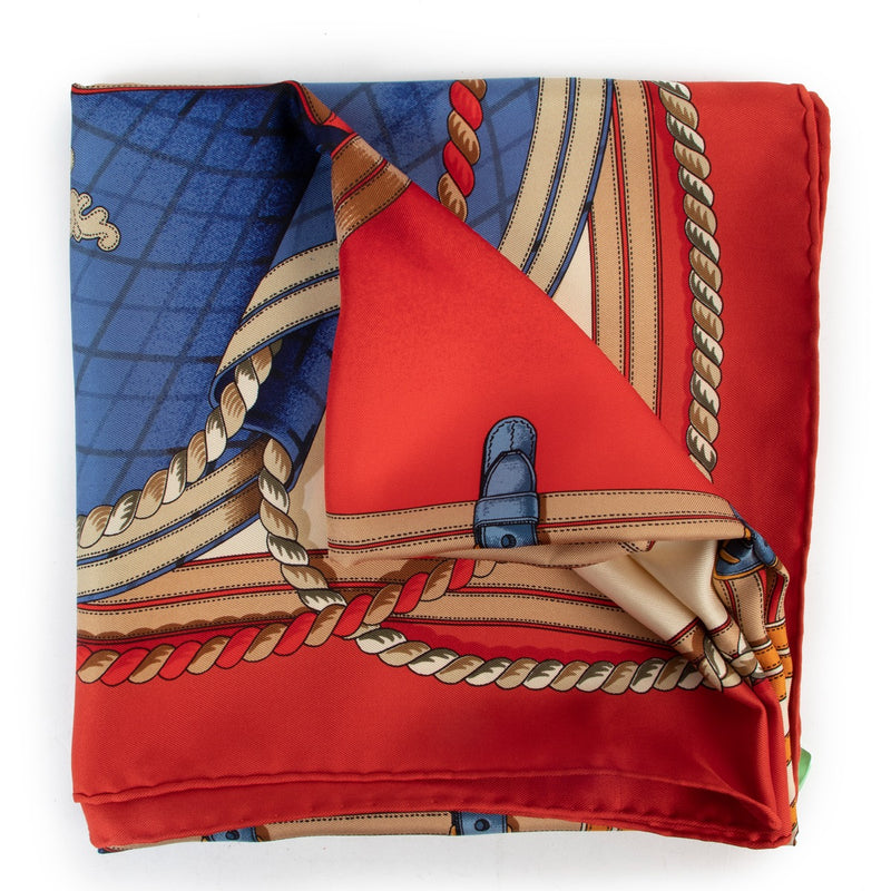 Shop second hand vintage designer Hermès Red Grande Tenue Carré 90 Silk Twill Scarf at Labellov