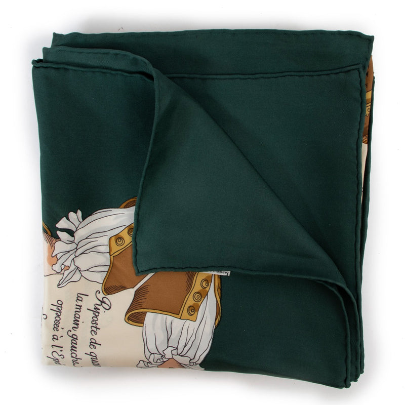 Shop Hermès Green Traité Des Armes Silk Carré Scarf at Labellov for the best price