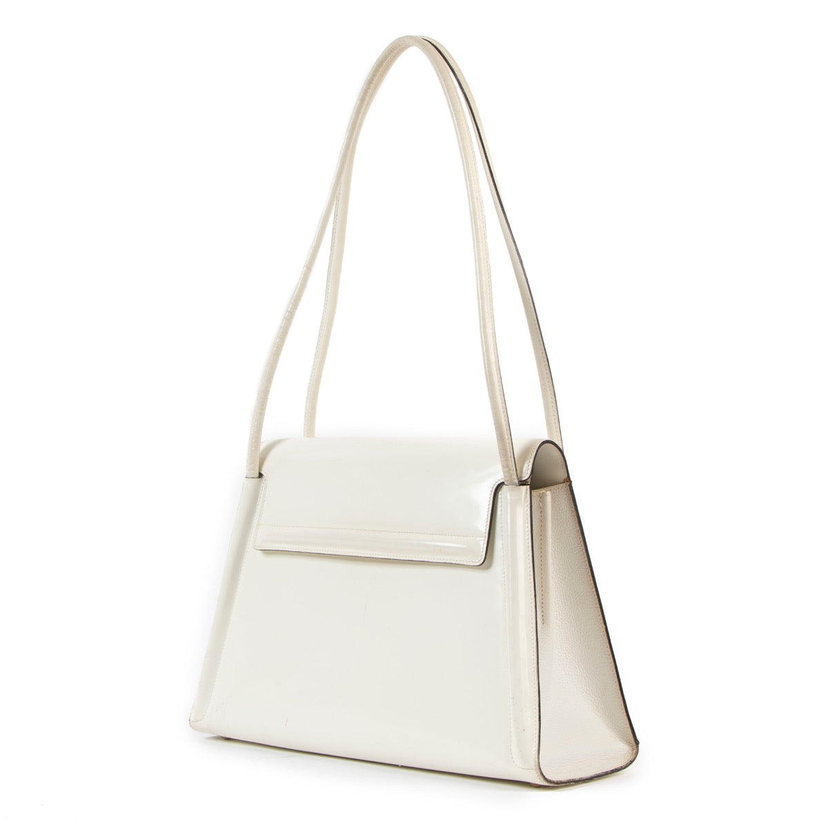 Delvaux Arpege White Magic Patent Leather Shoulder Bag