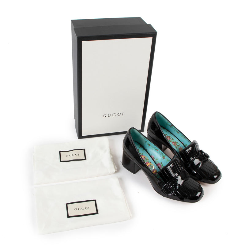 Gucci Marmont Black Patent Leather Mid-heel Pumps