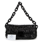 Authentic second hand Prada Black Vernice Gaufre Chain Shoulder Bag BR4050 at Labellov