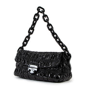 Authentic second hand Prada Black Vernice Gaufre Chain Shoulder Bag BR4050 at Labellov