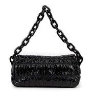 Authentic second hand Prada Black Vernice Gaufre Chain Shoulder Bag BR4050 at Labellov