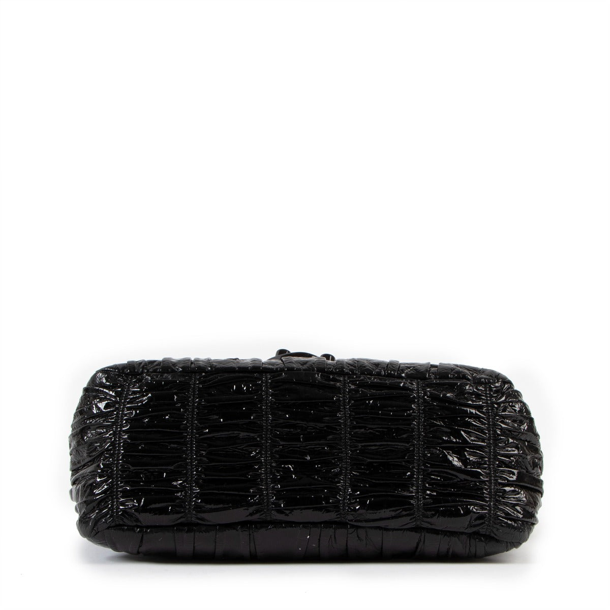 Authentic second hand Prada Black Vernice Gaufre Chain Shoulder Bag BR4050 at Labellov