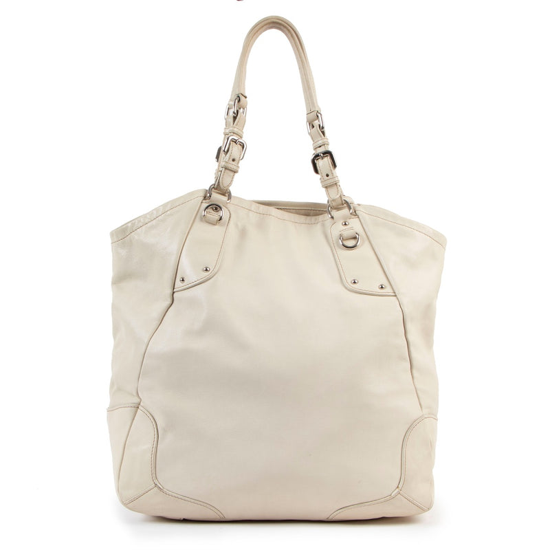 Authentic second hand Prada Cream Leather Large Shoulder Bag at Labellov