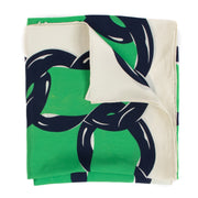 Shop safe online at Labellov in Antwerp, Brussels and Knokke this 100% authentic second hand Chanel Bright Green, Navy Blue CC Silk Scarf