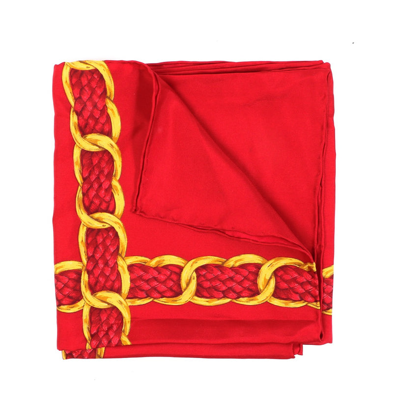 Buy an authentic second-hand Chanel Red Chain Rope Silk Scarf in very good condition at Labellov in Antwerp.