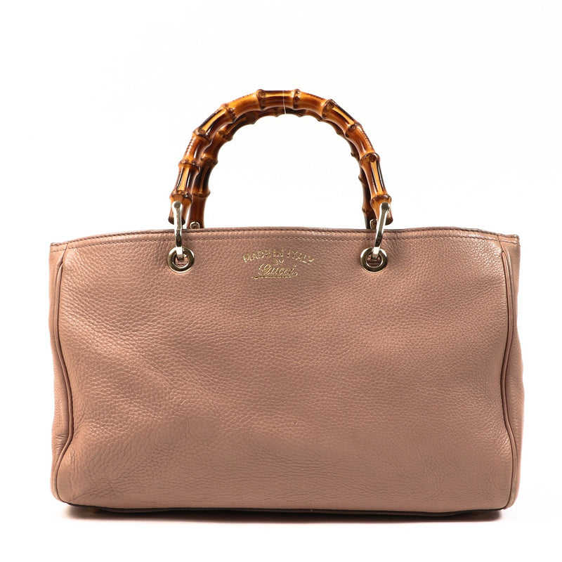 Buy an authentic second-hand Gucci Pink Natural Grain Leather Bamboo Top Handle Bag in very good Labellov Antwerp.