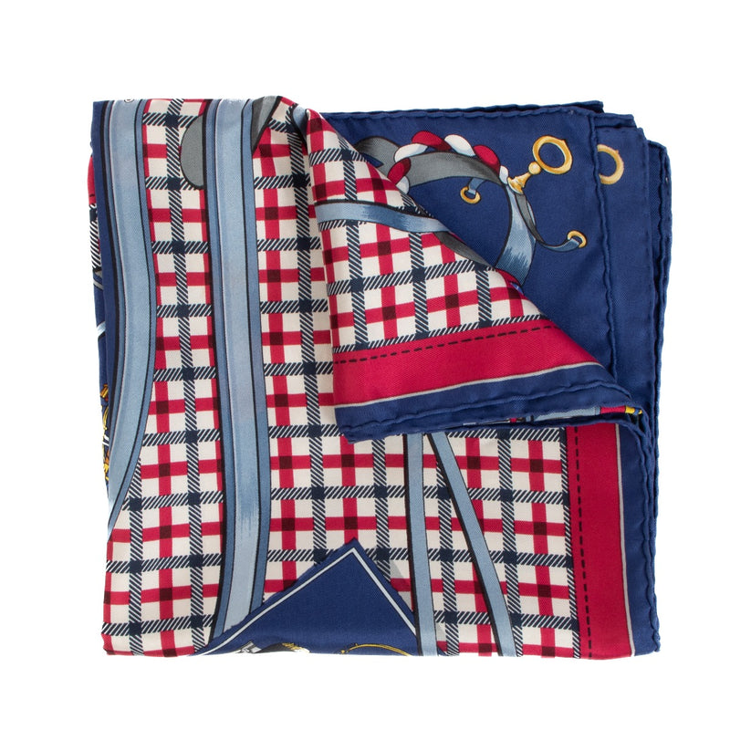 Hermès Blue Les Voitures Nouvelles Carré 90 Silk Scarf