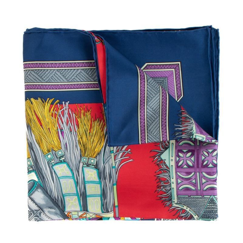 Hermès Red Cuirs du Desert Carré 90 Silk Scarf