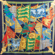 Shop safe online at Labellov in Antwerp, Brussels and Knokke this 100% authentic second hand Hermès Multicolor Etendards Et Bonnières Silk Scarf