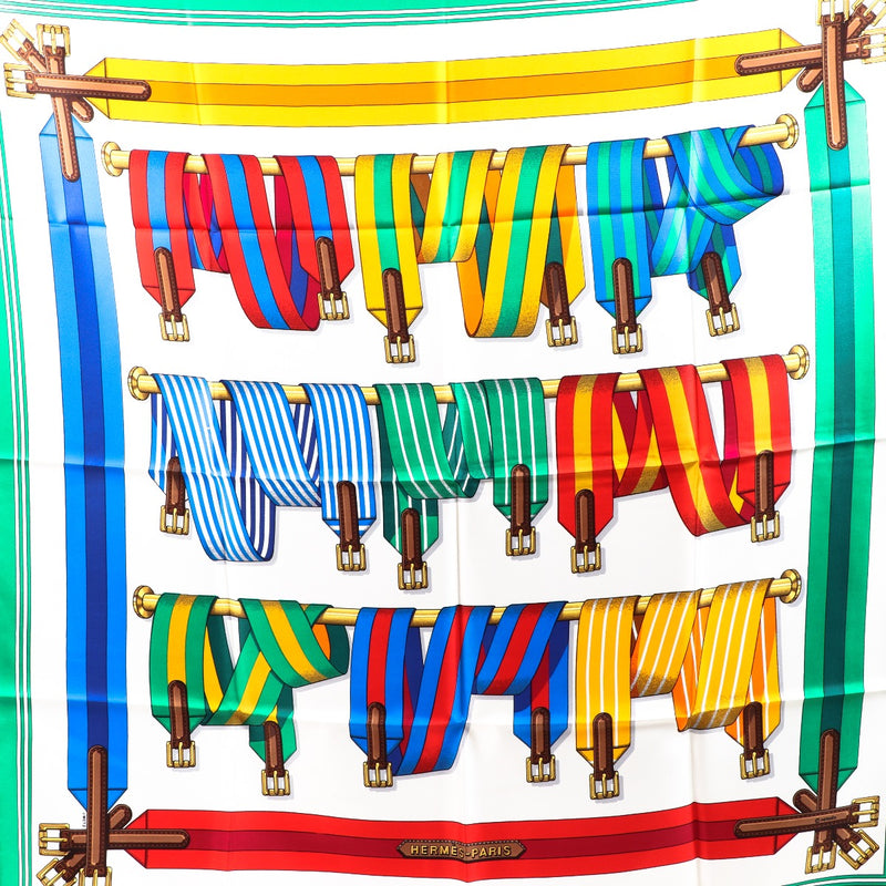 Buy a authentic Hermès Carré Les Sangles Finess Silk Scarf in excellent condition at Labellov in Antwerp.