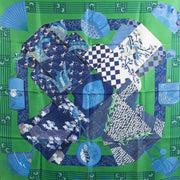 Hermès Green Kimonos et Inros Silk Carré 90 Scarf