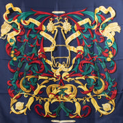 Shop safe online at Labellov in Antwerp, Brussels and Knokke this 100% authentic second hand Hermès Navy Blue Le Mors 'A La Conétable' Silk Scarf