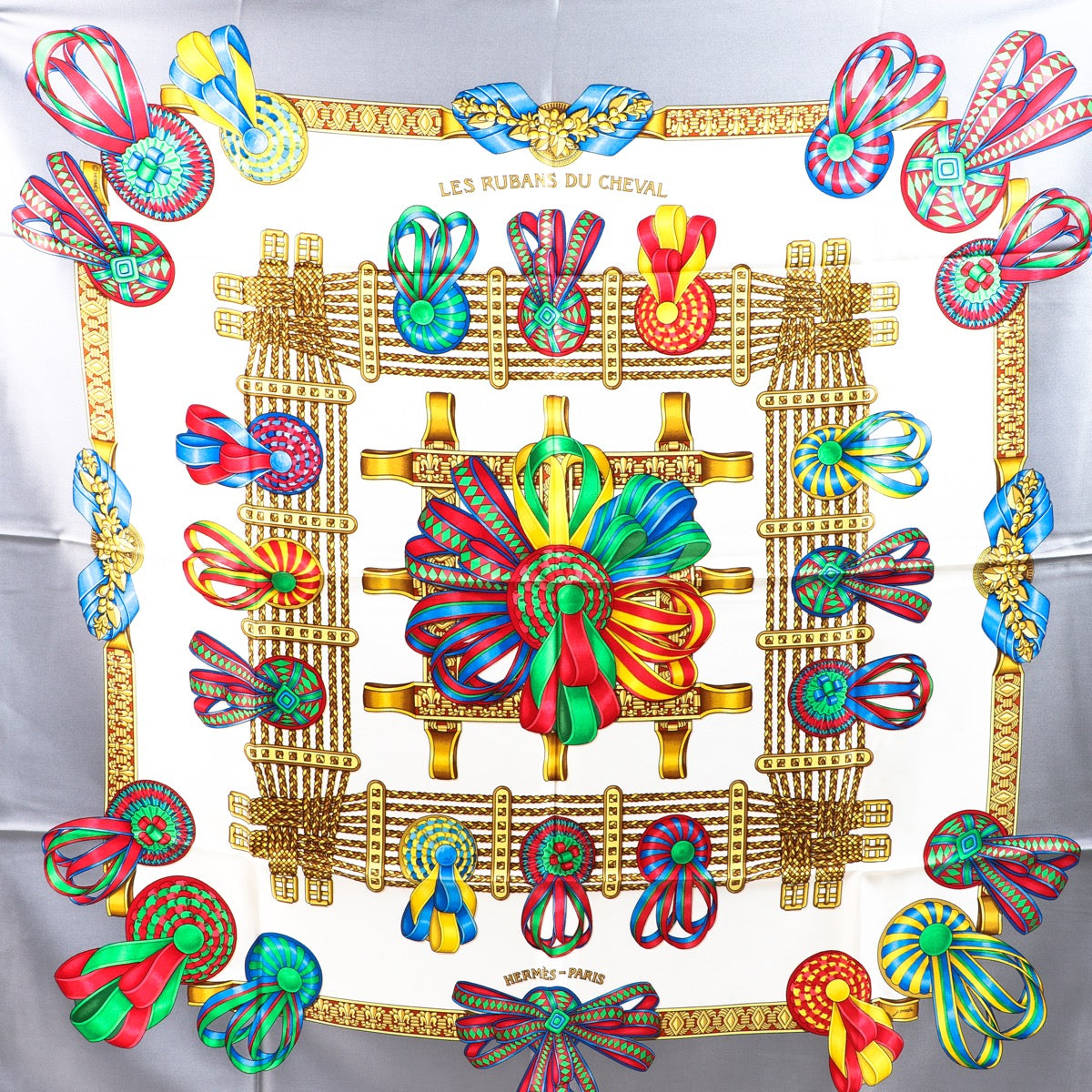 Buy an authentic Hermès Carré Les Rubans Du Cheval Silk Scarf in very good condition at Labellov in Antwerp.