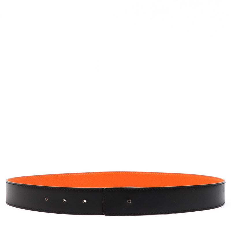 Buy an authentic Hermès Black/Orange Leather Belt Strap in very good condition at Labellov in Antwerp.