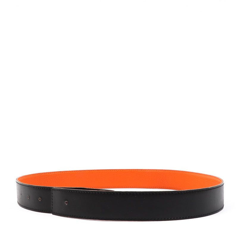 Buy an authentic Hermès Black/Orange Leather Belt Strap in very good condition at Labellov in Antwerp.
