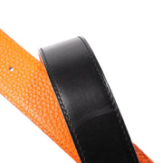Buy an authentic Hermès Black/Orange Leather Belt Strap in very good condition at Labellov in Antwerp.