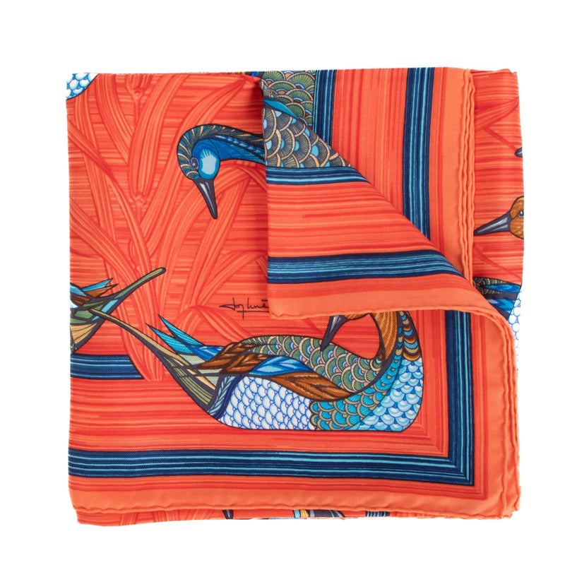 Hermès Orange La Mere aux Canards Carré 90 Silk Scarf