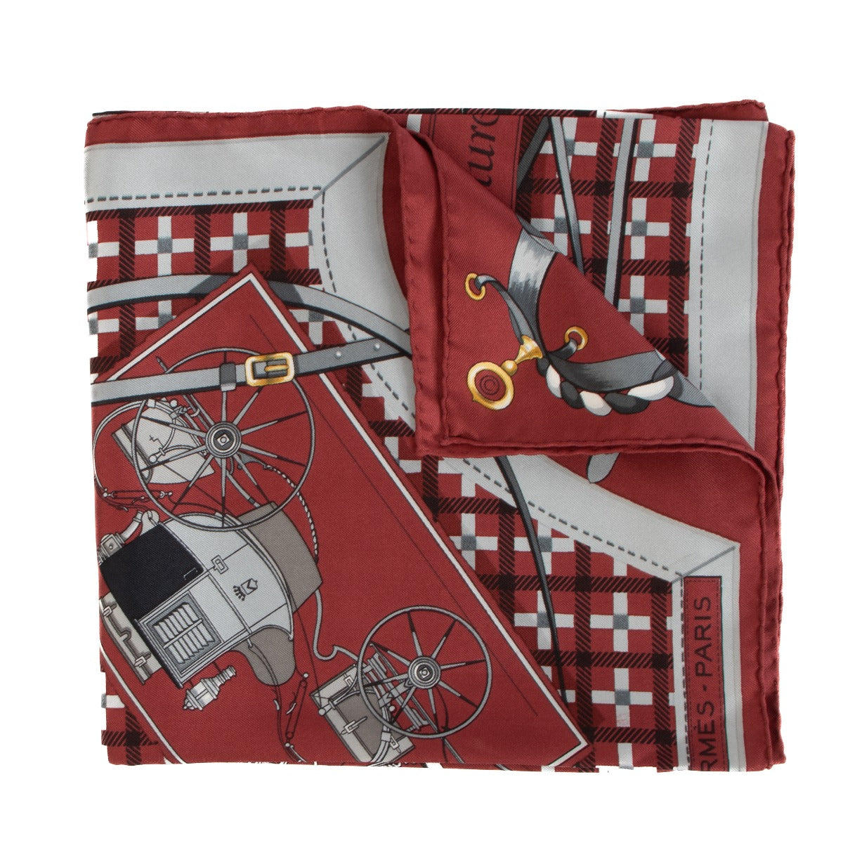 Hermès Red Les Voitures Nouvelles Carré 90 Silk Scarf