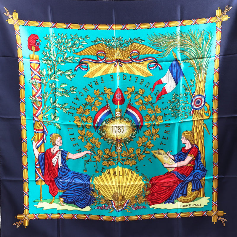 Buy an authentic second-hand Hermès Carré Liberté Egalité Fraternité 1789 Silk Scarf in very good condition at Labellov in Antwerp.