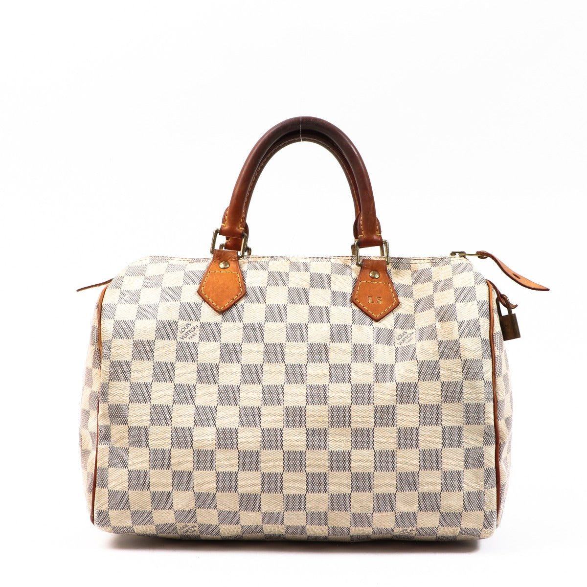 Buy an authentic second-hand Louis Vuitton Damier Azur Canvas Speedy 30 Top Handle Bag in very good condition at Labellov in Antwerp.